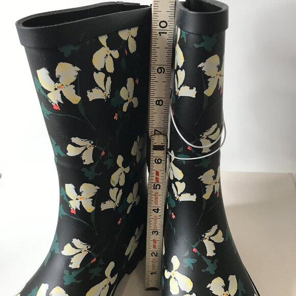 New Black Floral Vicki Mid Calf Waterproof Rain Boots ~ A New Day Size 7 - Picture 11 of 11